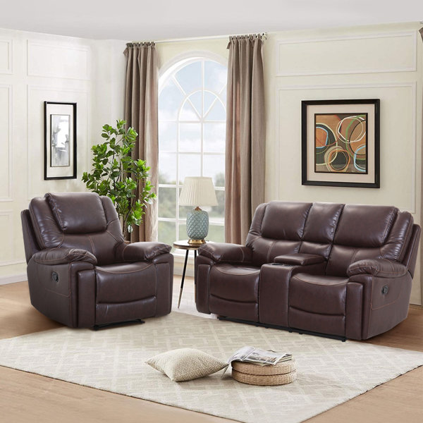 Bonzy Home 2 Piece Faux Leather Reclining Living Room Set Wayfair